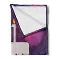 thumbnail image 2 of 21st Birthday Soft Flannel Fleece Blanket, Happy Birthday Words with Stars on Abstract Tones of Pink Inspired Image, Cozy Plush for Indoor and Outdoor Use, 70" x 90", Eggplant Purple, by Ambesonne, 2 of 5