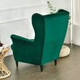 thumbnail image 4 of TOPCHANCES Wingback Chair Covers, Stretch Velvet Wing Chair Armchair Slipcover Furniture Protector For Living Room Bedroom, Dark Green, 4 of 6