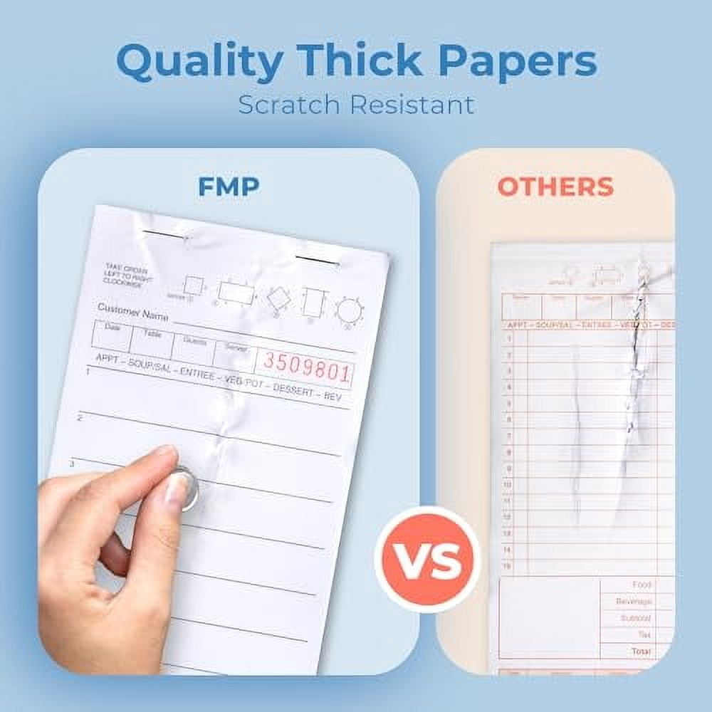 FMP Brands 5000 Sheets Server Note Pads (50 Pads Total), 100 Sheets/Pad, Guest Checks for Servers, Waitress Notepads, Guest Check Pads, Restaurant Order Pads, Guest Check Books for Bar, Cafe, Diners