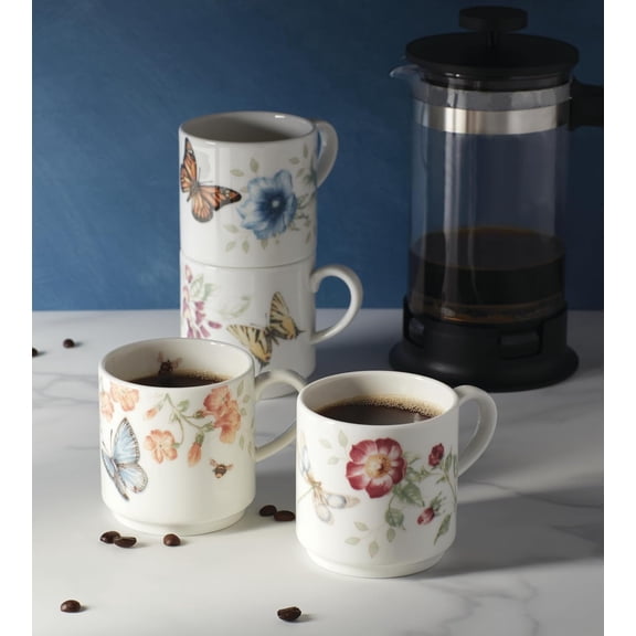 890451 Butterfly Meadow 4-Piece Stacking Mug Set