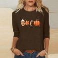 thumbnail image 2 of KIHOUT Hauts en Solde, Chemises à Manches 3/4 pour Femmes Blouse Imprimée Graphique d'Automne Col Rond T-shirts Décontractés Amples Chandails en Molleton Blouse, 2 of 4