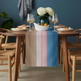 thumbnail image 2 of Pink Blue Brown Table Runner - 70 Inch Long, Kitchen Dining Table Runner Dresser Scarves, Farmhouse Gradient Wooden Plank Art Farmhouse Decor for Coffee Tables Wedding Party Banquet, 2 of 8