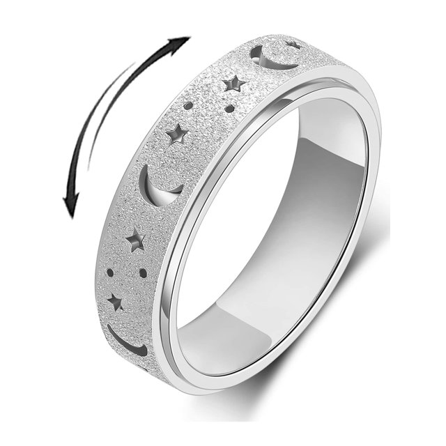 Fidget Ring Anxiety Ring for Women Men Titanium Stainless Steel Spinner Ring Fidget Toys Adults 18K Gold Color Size 6-10