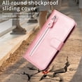thumbnail image 7 of For iPhone 16 6.1-inch Wallet Case for Women Men Multi-Card Slots Zipper Pocket Leather Phone Case,Pink,For iPhone 16, 7 of 7