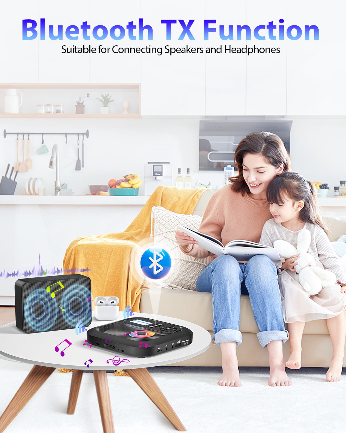 ARAFUNA Portable CD Player Bluetooth with Speakers and Rechargeable, Bluetooth CD Player Portable with Headphones Support FM & AUX Connection