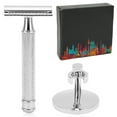 thumbnail image 2 of Rasage, Tondeuse à Barbe Manuelle Portable à Double Tranchant pour Salon de Coiffure, Kit de Rasage Facial pour Hommes Argent Sans Lame, 2 of 8