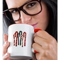 thumbnail image 2 of 3drose, Vibrant Mid-century Modern Christmas Poinsettia Leaves Pattern, 11oz Two-tone Red Mug, 2 of 6