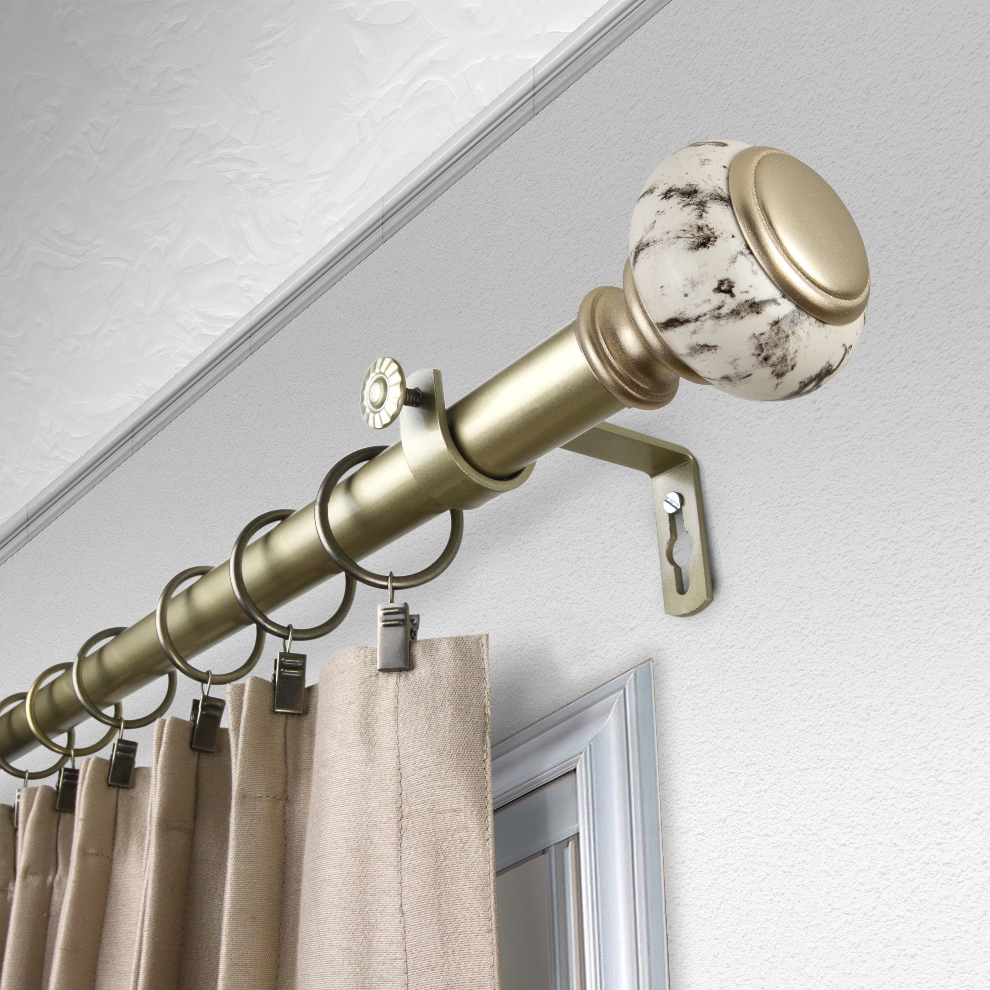Central Design Products Steel 1" Single Curtain Rod, Light Gold