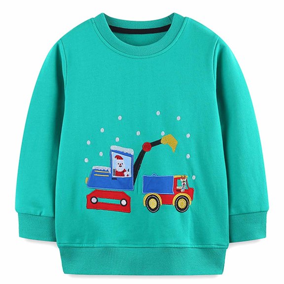 Tisuna Kids Crewneck Sweatshirts Girls Cozy Cartoon Car Print Sweatshirt Toddler Everyday Wear Long Sleeve Tops Clothes Size 12-24 Months