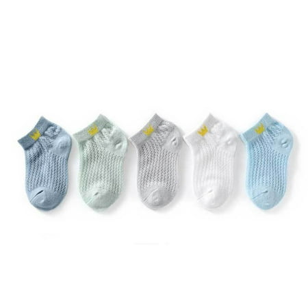 

5Pairs Baby Kid Soft Mesh Sheer Ultra Thin Summer No Show Ankle Socks Cute Animal Design with Elastic Ankle for Boys Girls
