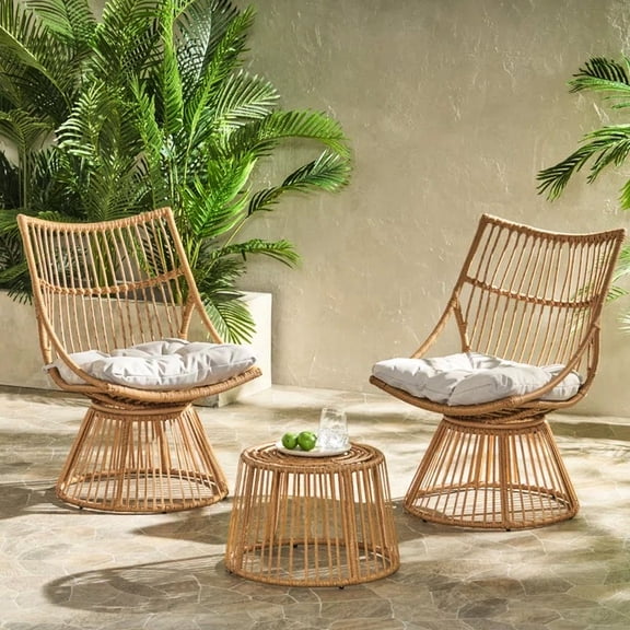 Faux Rattan Chair Set / Sunroom Relaxation / Comfortable Seating
