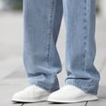 thumbnail image 4 of CPNG Teen Boys Solid Color Baggy Jeans Straight Leg Button Front Zipper Casual Loose Denim Trousers Streetwear(Blue,13-14 Years), 4 of 6