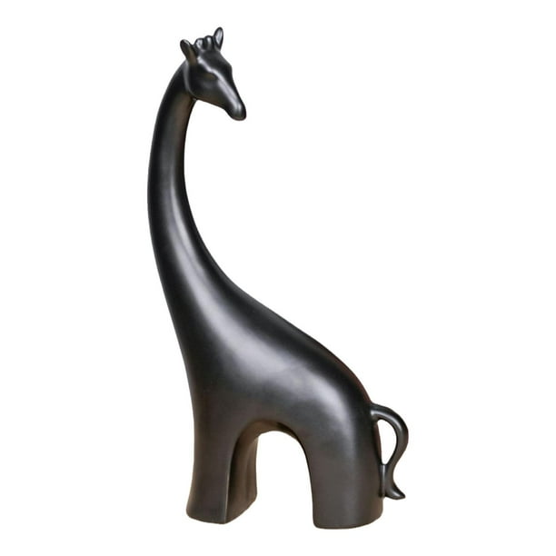 Estatua de jirafa, adorno de escritorio, figura decorativa coleccionable creativa, animal Negro L