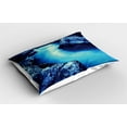thumbnail image 2 of Ambesonne Nature Pillow Sham 2 Pack, Frozen Lake in Winter, 26"x20", Blue and Black, 2 of 3