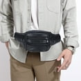thumbnail image 7 of Black Leather Fanny Pack for Men & Women, Fashionable Multi-Pockets Waist Belt Bag for Travel Sports Hiking Cycling Fishing Running, 7 of 7
