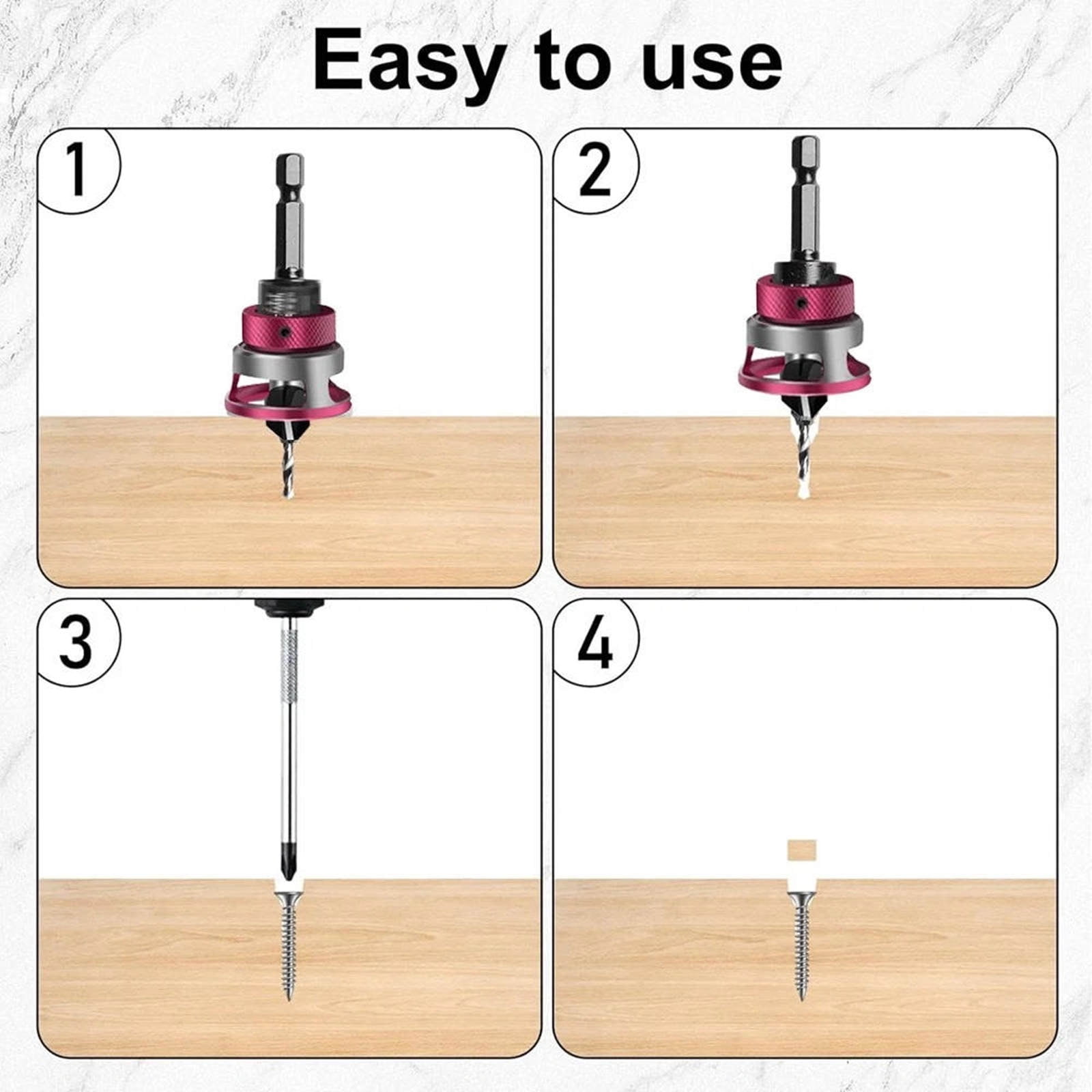 GUYUTING Countersink Drill Bit Set 2.8x8mm 3.2x8mm 3.5x10mm 4x10mm Sizes for Wood Fibreboard Chipboard Drilling Tasks