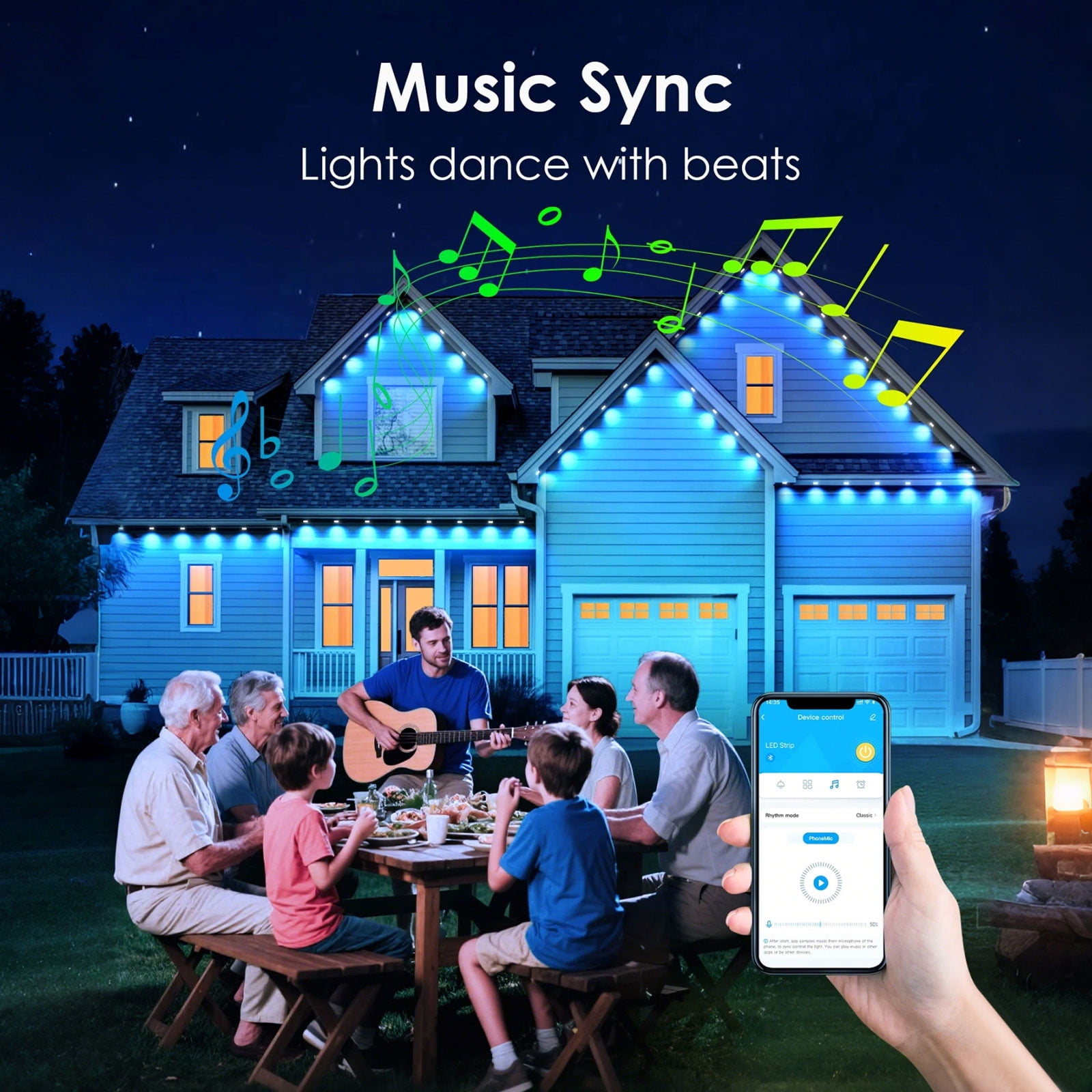 VOLIVO 100ft Permanent Outdoor Lights, Waterproof LED Smart String Lights for Roof Patio, for Christmas Party
