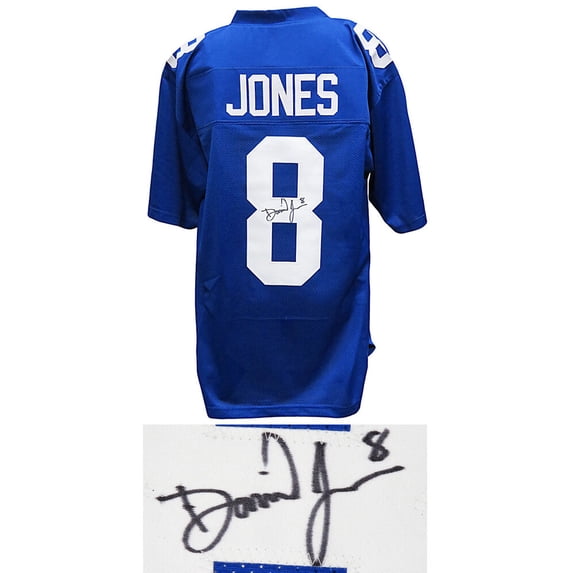 Daniel Jones Signed Blue Custom Football Jersey