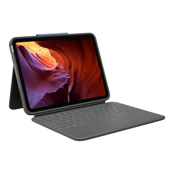 Logitech Rugged Folio Keyboard Case for iPad (10th generation) - Keyboard and folio case - Apple Smart connector - QWERTY - English - graphite - for Apple 10.2-inch iPad Wi-Fi; 10.5-inch iPad Pro Wi-Fi; 10.9-inch iPad Wi-Fi