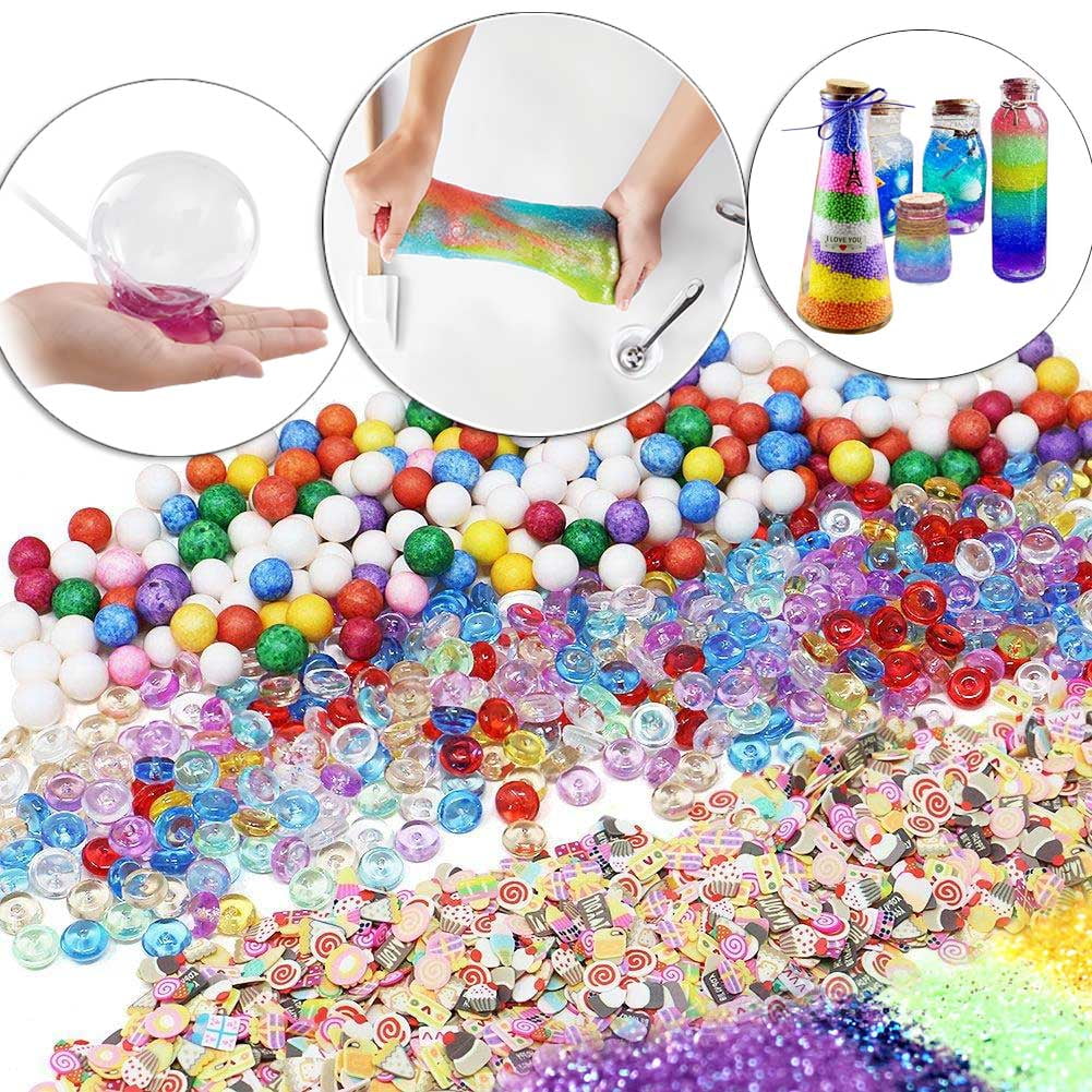Slime Add Ins Slime Kit for Girls and Boys Floam Beads Fish Bowl Beads Mreaind Unicorn Slime Charms Glitter Jars 70pcs