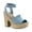 Light Blue MC, variant on SUN STONE Womens Black 1" Slingback Platform Padded Slip Resistant Fey Peep Toe Block Heel Buckle Espadrille Shoes 11 M