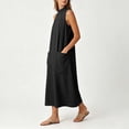 thumbnail image 4 of ClodeEU Women's Mock Neck Sleeveless Dress with Pockets,Elegant Casual Loose Fit Summer Midi Dress Black,Women's Plus L, 4 of 7