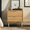 thumbnail image 3 of Mid-Century Modern 2-Drawer Solid Pine Wood Nightstand with Powder-Coated Steel Base – Natural Wood Finish, 20.25" W x 15" D x 22.75" H, Perfect for Bedroom, Living Room, 3 of 5