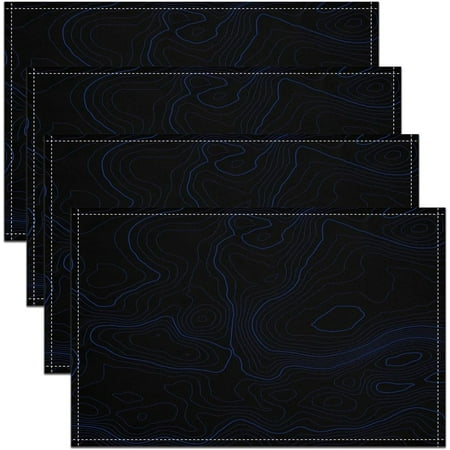 

Galaxy Print Placemats Set of 4 Stylish Topographic Contour Design Placemats for Dining Table Indoor Outdoor Kitchen 12 x18 Geometric Table Mats Placemat Black Blue Decor Table Place Mats