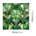 thumbnail image 3 of 50cm Green Fan Shaped Art Glass Window Film Static Cling Sticker Privacy Decal For Interior Doors Bathrooms Kitchens, 3 of 4