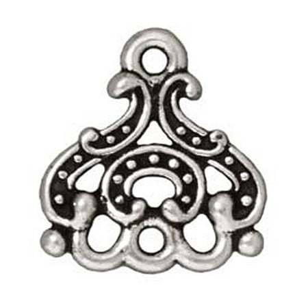 Fine Silver Plated Pewter Ornate Empress Reducer Chandelier Bead 14.5mm