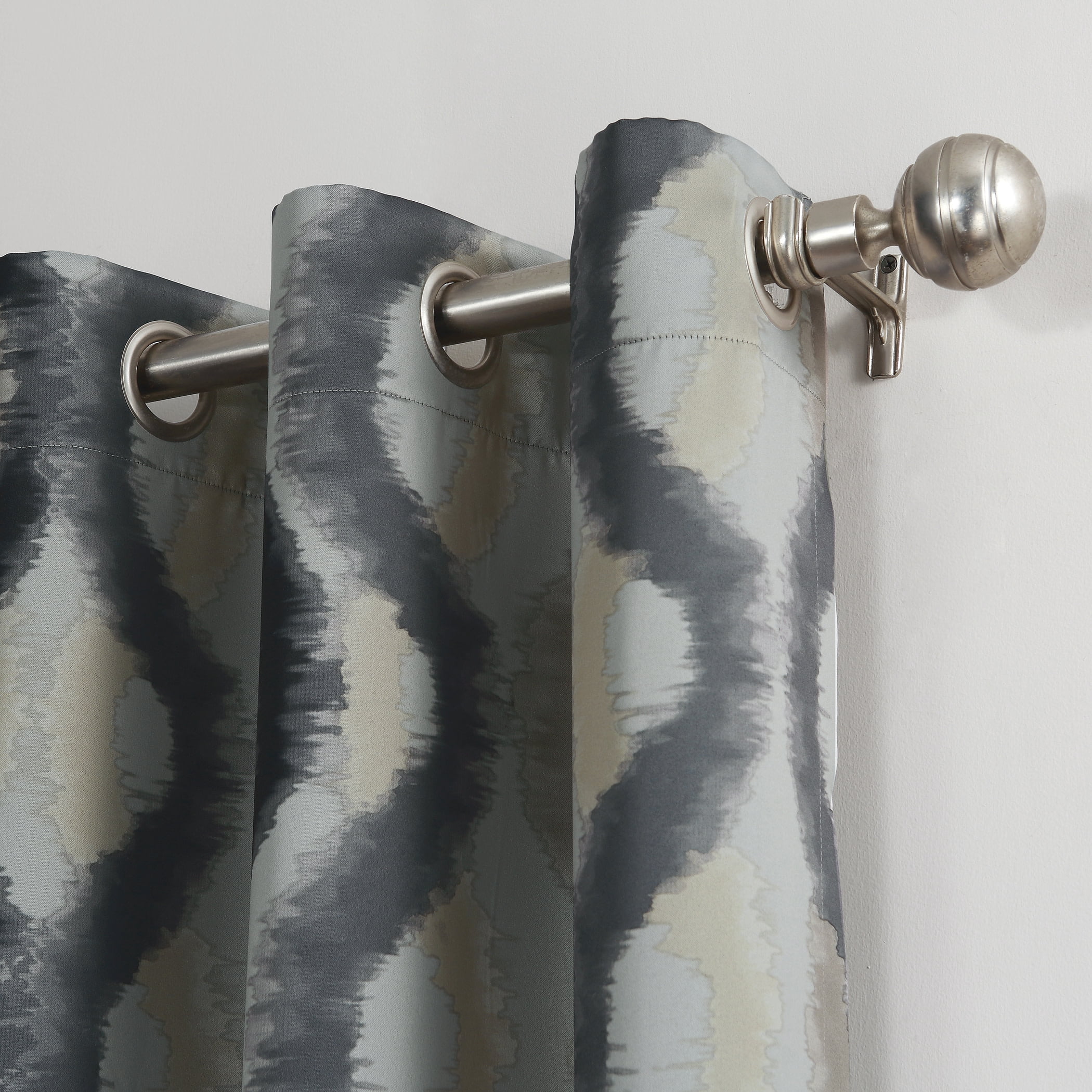 Sun Zero Deltona Ogee Watercolor Energy Efficient Grommet Curtain Panel, 54"X95", Gray