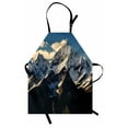thumbnail image 1 of Mountain Apron Snowy Mountain Summit Clouds in the Sky Tranquility in Wild Nature Theme, Unisex Kitchen Bib Apron with Adjustable Neck for Cooking Baking Gardening, White Black Blue, by Ambesonne, 1 of 3