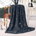 thumbnail image 2 of Dark Blue Sun Moon Cloud Star Pattern Blanket,Comfortable Soft Lamb Wool Throw Blanket,All Season,Warm Lightweight Blankets for Sofa Bed Couch Living Room Chair,40"x50", 2 of 4