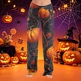 thumbnail image 2 of Trgacdwlo Womens Halloween Fleece Pajama Pants Spooky Ghost Pumpkin Fuzzy Pajama Pants Fall Winter Warm Womens Sleep Pants, 2 of 7