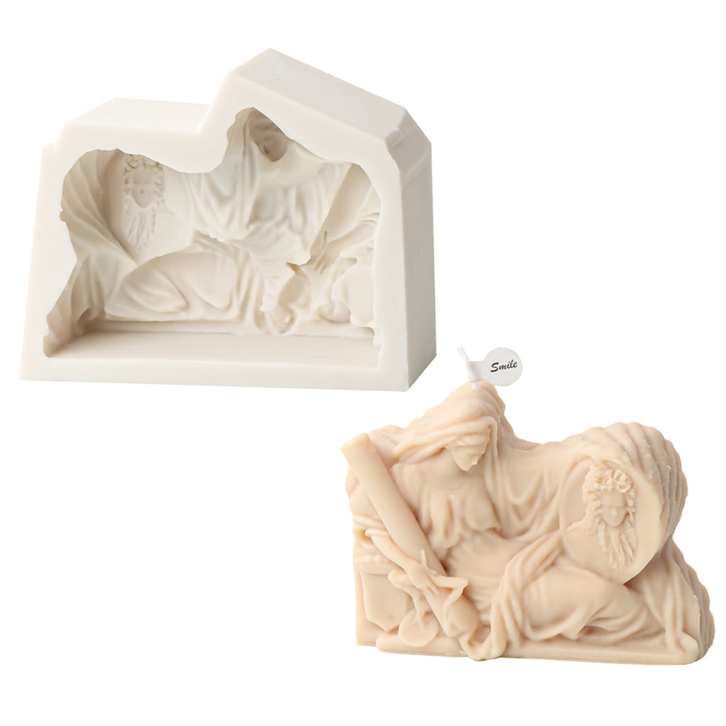 Catholic Family Silicone Candle Mold 3D Virgin Sculpture Plaster Resin Making Tools Handmade DIY Crafts Desktop Decor