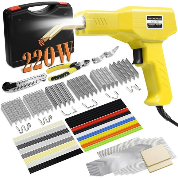 220W Plastic Welder,Plastic Welding Kit Car Bumper Repair 1000pcs Hot Staples &92pcs 7 Types of Welding Plastic Welding Rods for Car Bumper Plastic Crack Repair(Yellow)