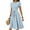 Blue, variant on WTOBBY Women's Simple Belted Solid Color Short Sleeve Round Neck Casual Elegant Everyday Dress,Beige 2XL