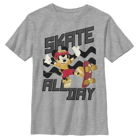 Boy's Mickey & Friends Mickey Mouse Skate All Day Graphic Tee Athletic Heather Small