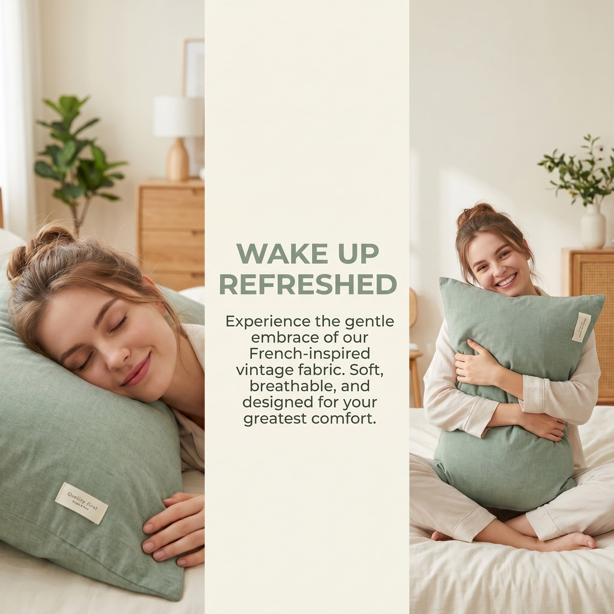 Unique Bargains 2Pcs Cotton Wrinkle Resistant Durable Pillowcase Queen Green