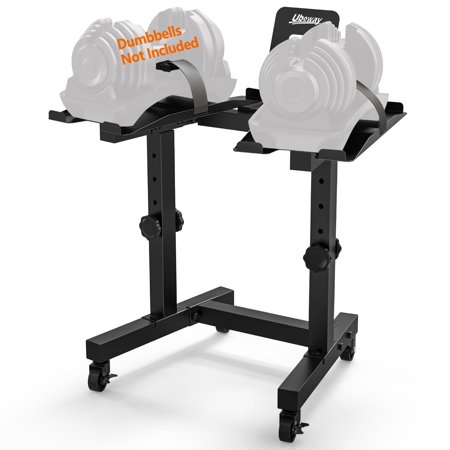 Adjustable Dumbbell Stand- Dumbbell Rack with 4 Level Height Adjustment, Weight Stand for Dumbbells with Tablet Holder and Wheels, Hand Weight Rack for Adjustable Dumbbell Set, Home Gym Fitness