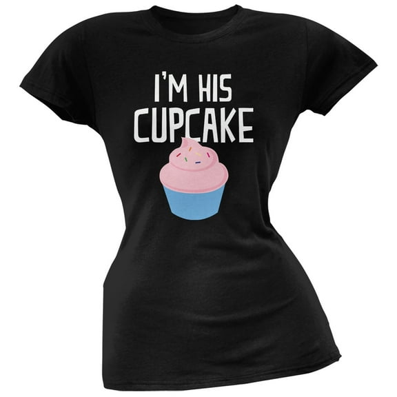 I'm His Cupcake Black Soft Juniors T-Shirt - Small