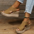 thumbnail image 4 of Dakaela Womens Wedge Sandals Espadrille Platform Walking Shoes Comfort Summer Dressy Sandal Size 6-9, 4 of 6