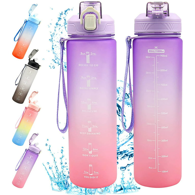 Falimottype Water Bottles with Times to drink 32 OZ Motivational Water  Bottle with Straw and Time Marker Gym Travel Reusable