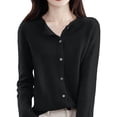 thumbnail image 4 of Stichou Womens Cardigans Lightweight Crewneck Long Sleeve 2026 Button Down Sweaters Soft Basic Ribbed Knit Tops Black XL, 4 of 6