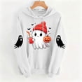 thumbnail image 3 of qolati Halloween Hoodie for Women Ghost Pumpkin Graphic Spooky Long Sleeve Pullover Sweater Cute Fall Oversized Fleece Lined Hooded Tops White M, 3 of 6