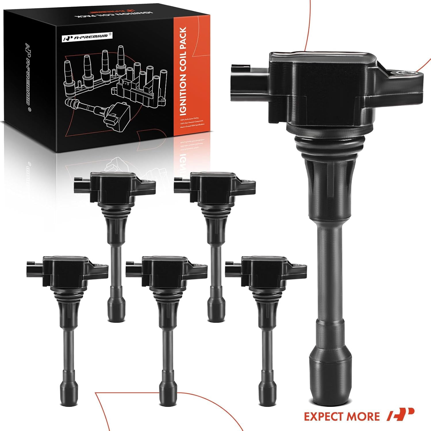 A-Premium Ignition Coil Pack Compatible with Infiniti EX35 FX35 G25 Q50 Q70 Nissan 350Z Altima Maxima Murano Pathfinder Quest V6 2.5L 3.5L Front 6-PC Fits select: 2014-2018 INFINITI QX60