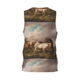 thumbnail image 3 of Gaeub Three Horses Oil Painting Men's Mesh Basketball Jersey, Quick-Drying Sleeveless Top S-4XL, Loose Muscle Tank Top -X-Large, 3 of 9
