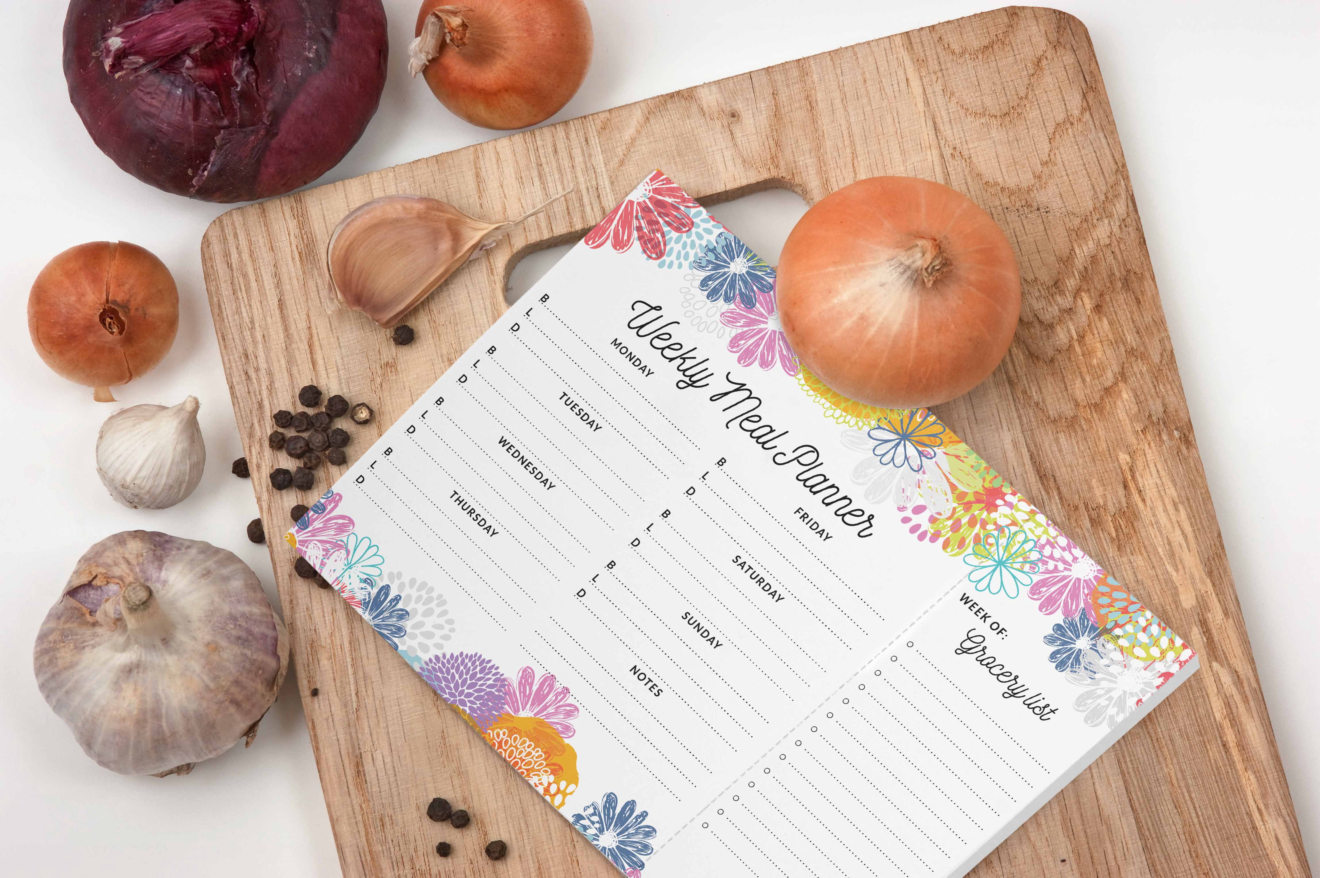 Inkdotpot Weekly Meal Planner Notepad 7"x10 , "Weekly Meal Planner" Magnetic Meal Planning Pad with Tear Off Grocery Shopping List for Fridge- Kitchen & Home - 54 Sheets -QW