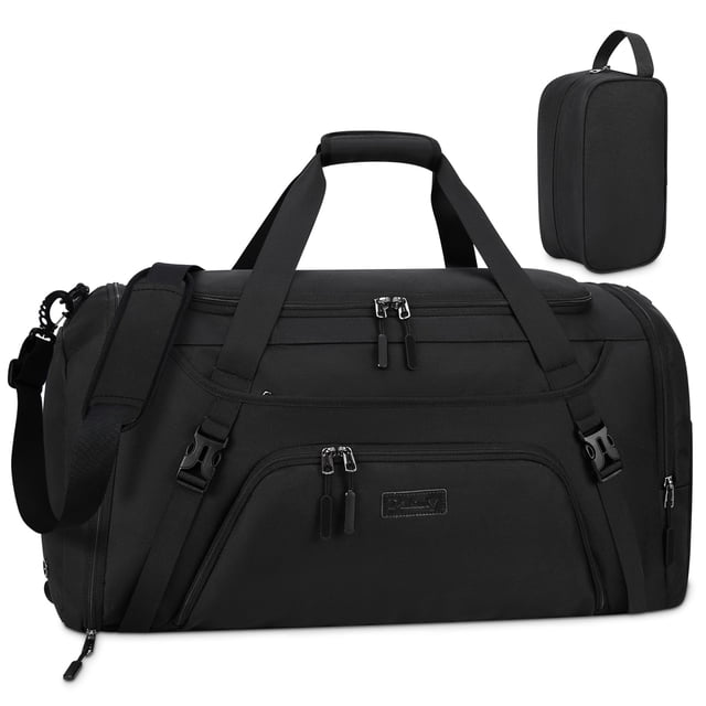 Bolsa de viaje para gimnasio Dakuly, impermeable, 40 L, con compartimento para zapatos, color negro