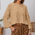 thumbnail image 4 of Pullover Sweaters for Women 2025 Long Sleeve Crewneck Oversized Cable Knit Plain Cropped Sweater Tops Fall Winter Outfits, 4 of 6